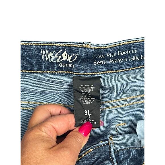 Mossimo Low Rise Bootcut Flare Y2K Jeans Sz 8 32x33 Long Stretch Dark Comfort - Picture 5 of 7